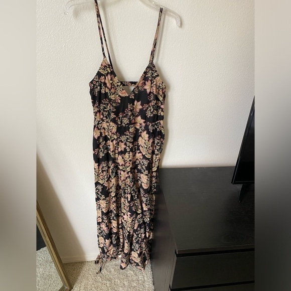 Free People women’s Stand Out Printed Jumpsuit in Black Combo Size M Boho - Picture 2 of 10